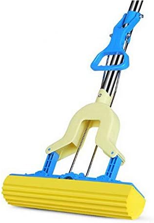 Folding Squeeze Mop with Absorbent Sponge Head & Stainless Steel Handle for Hassle-Free Floor Cleaning
