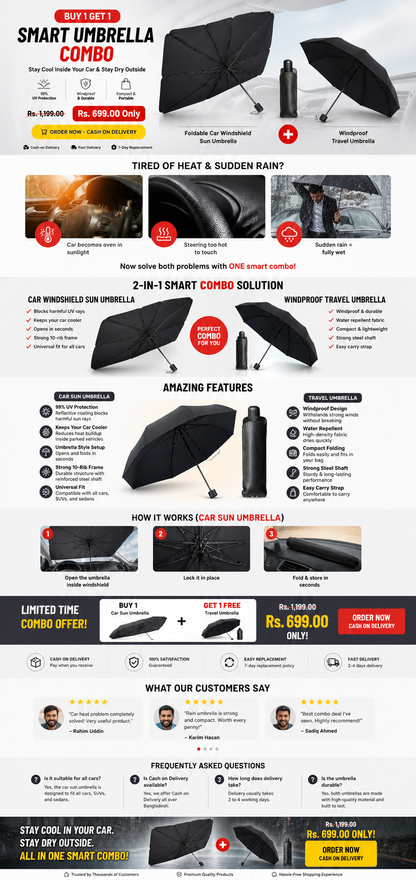 Foldable Car Windshield Sun Umbrella