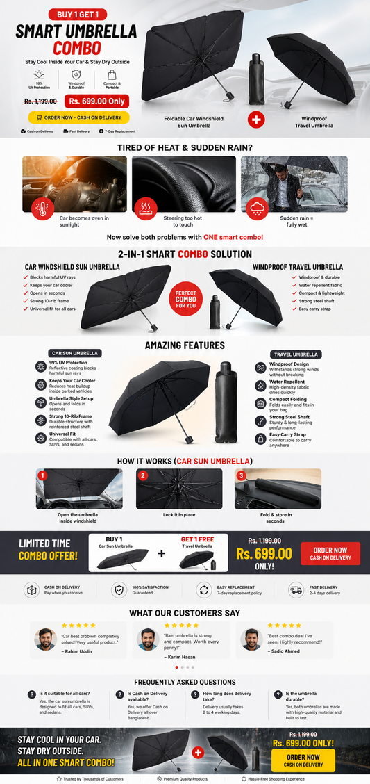 Foldable Car Windshield Sun Umbrella