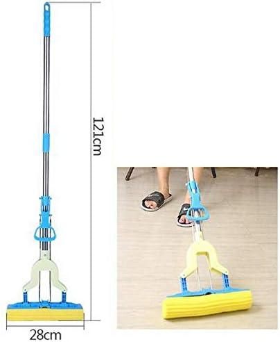 Folding Squeeze Mop with Absorbent Sponge Head & Stainless Steel Handle for Hassle-Free Floor Cleaning