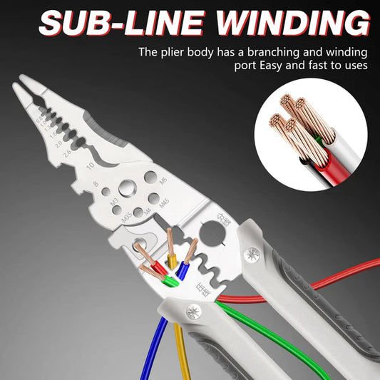 Heavy-Duty Foldable Multi-Function Wire Stripper & Crimping Pliers