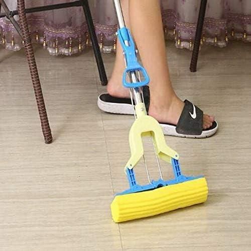 Folding Squeeze Mop with Absorbent Sponge Head & Stainless Steel Handle for Hassle-Free Floor Cleaning