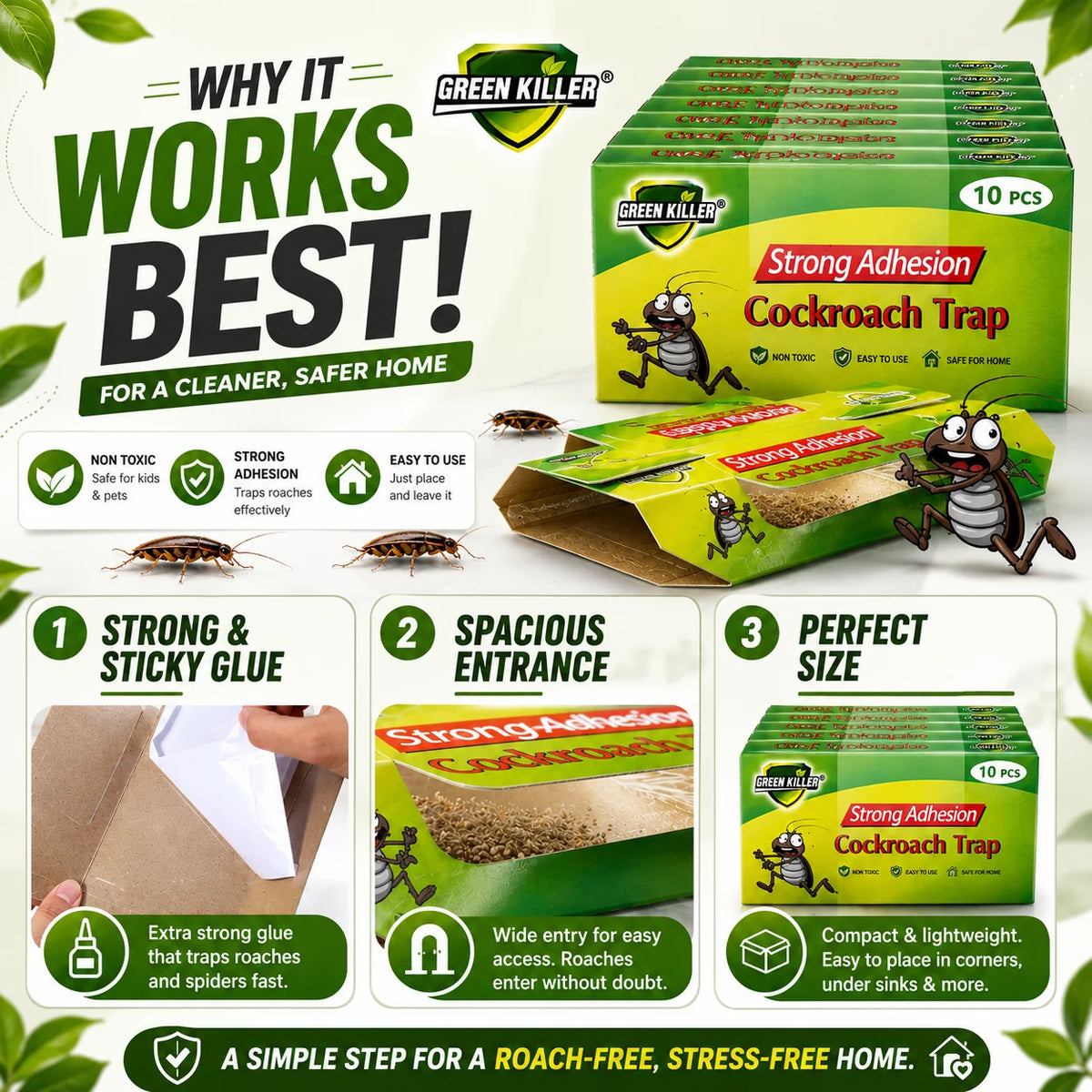 RoachCatch - Cockroach Trap | Strong Glue | Pack of 15